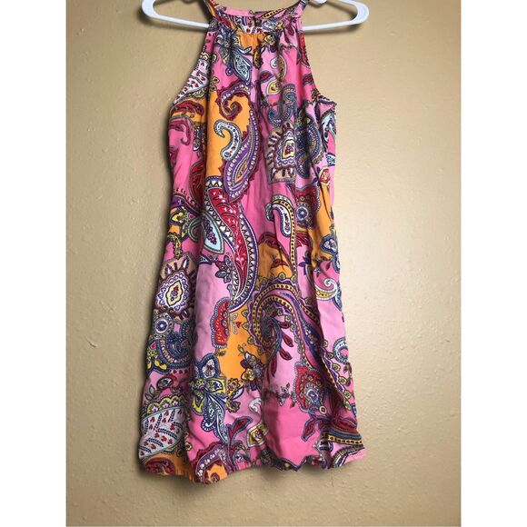 Old Navy Boho Paisley Halter Dress Small Pink Orange Summer Festival - Picture 5 of 12